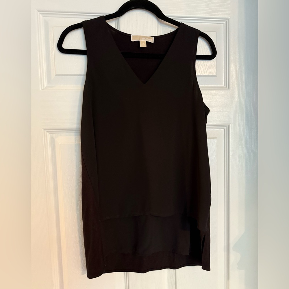 Michael Kors Elegant Black V-Neck Blouse